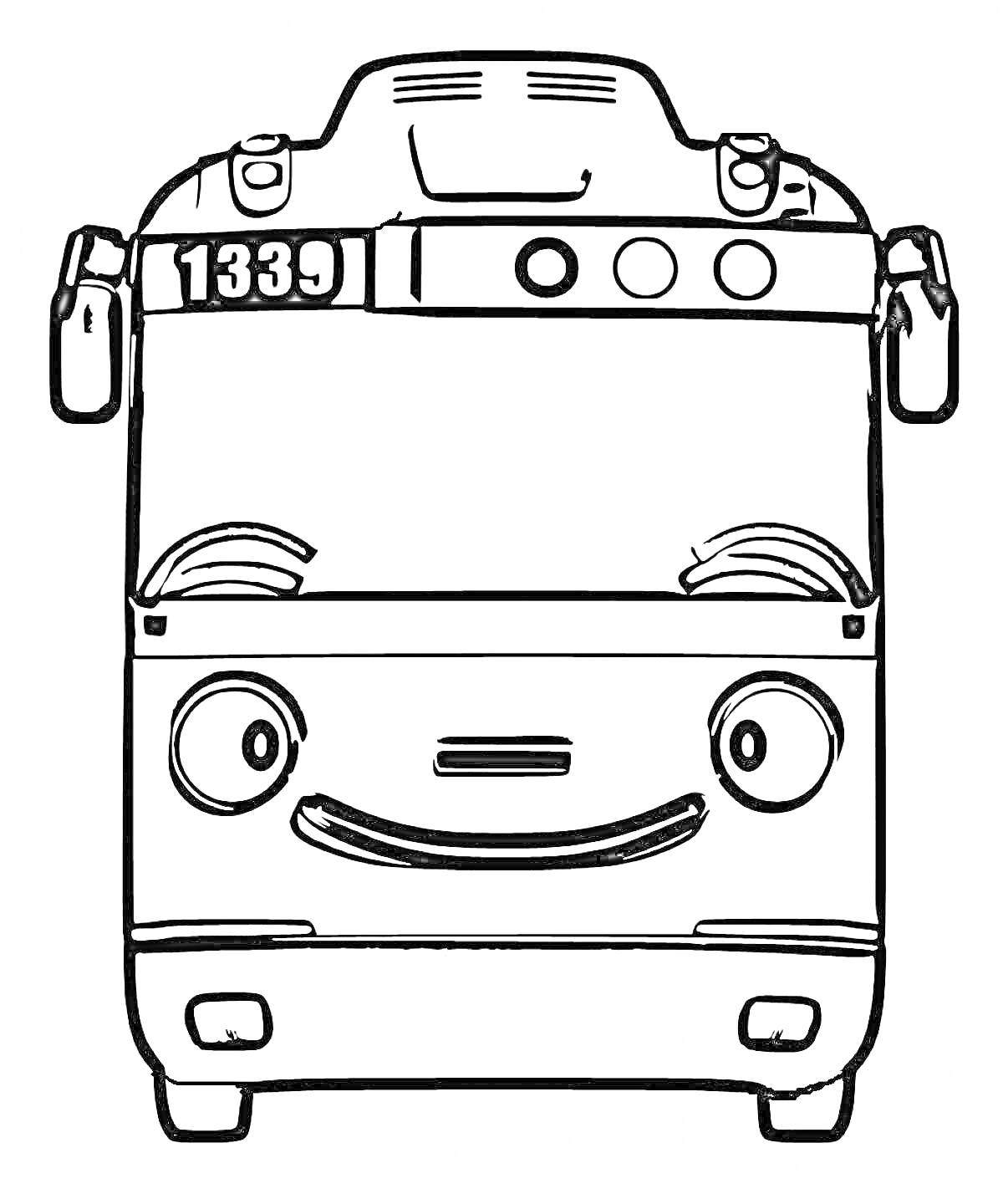 Раскраска Тайо маленький автобус с номером 1339