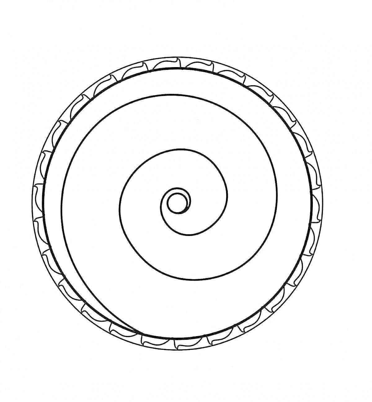 Раскраска Спираль с узорной рамкой для детей