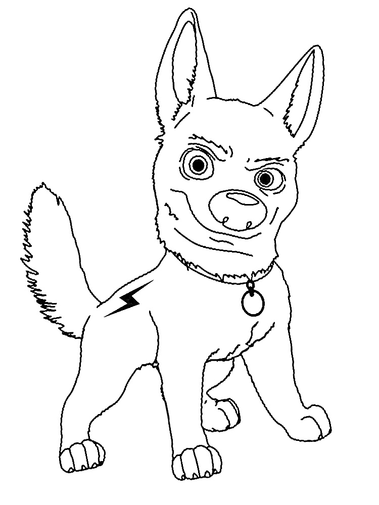 Раскраска Собака с ошейником и символом молнии на боку