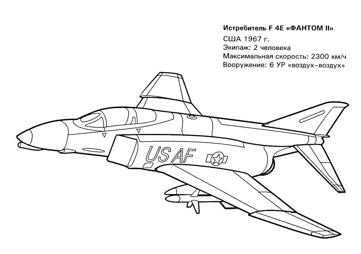Раскраска Истребитель F-4E 
