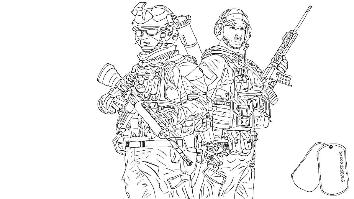 Два солдата PUBG со снаряжением и оружием, жетоны