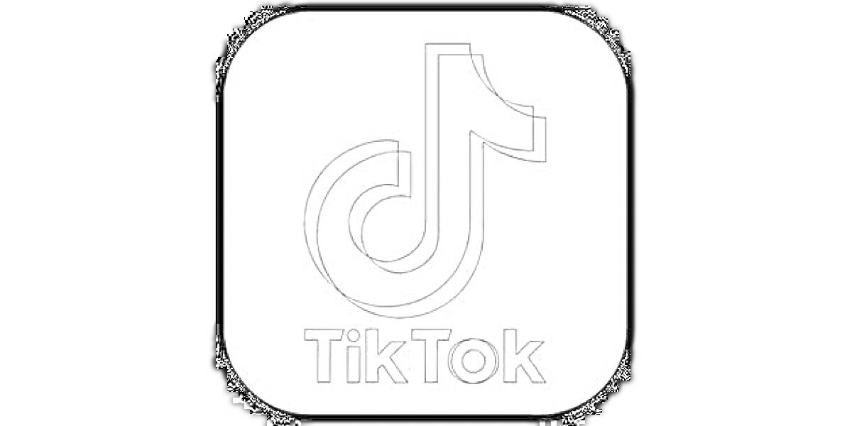 Раскраска Логотип TikTok с текстом на черном фоне
