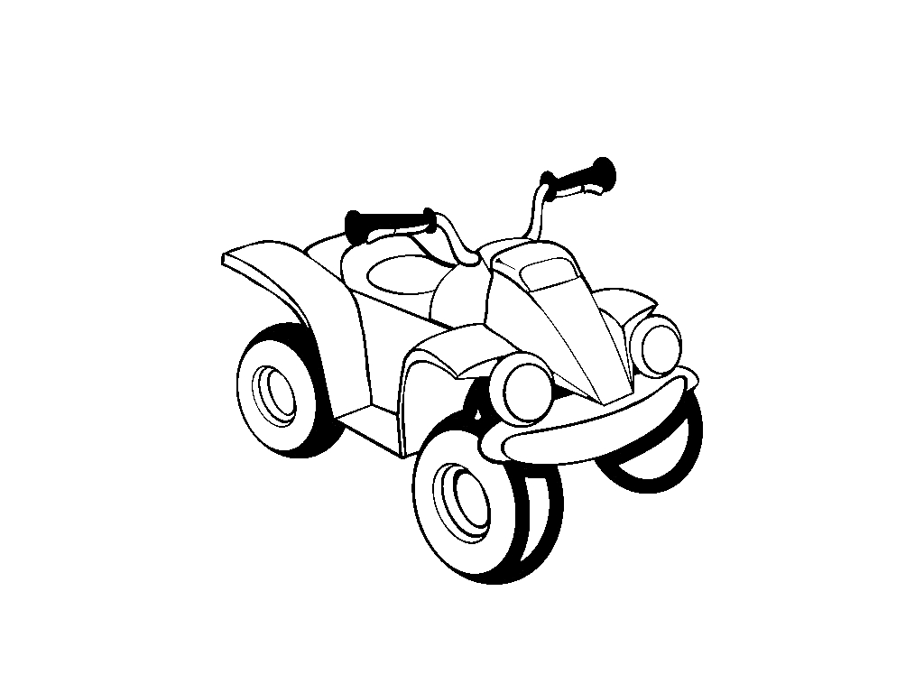 На раскраске изображено: Квадроцикл, Транспорт, Руль, Колеса, Для детей