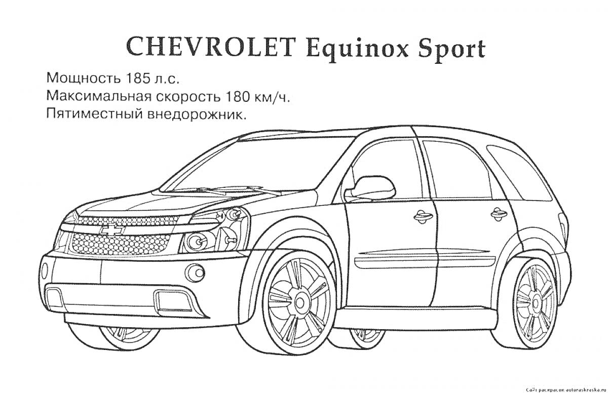 На раскраске изображено: Chevrolet, Внедорожник, Скорость, SUV
