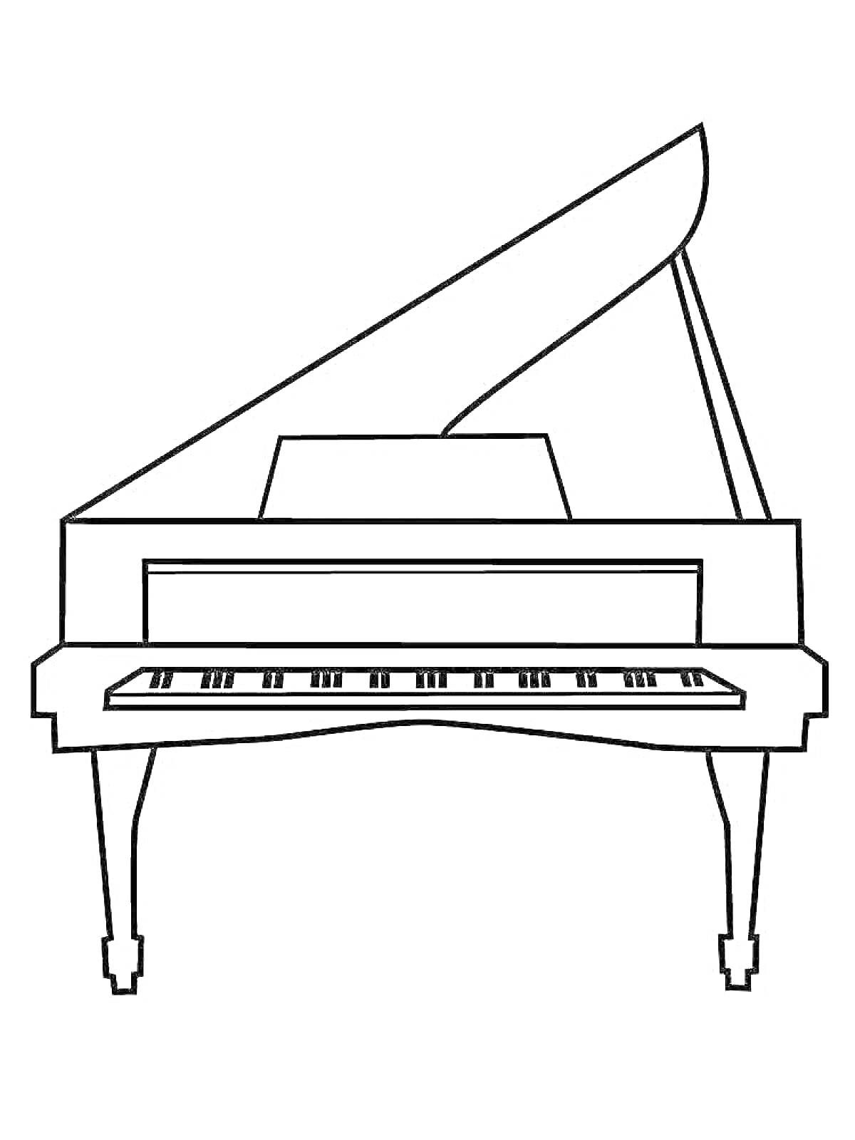 На раскраске изображено: Фортепиано, Клавиши, Музыка, Инструмент, Музыкальные инструменты