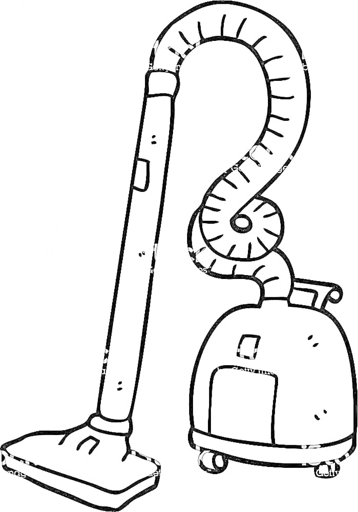 На раскраске изображено: Пылесос, Трубка, Насадка, Уборка, Техника, Бытовая техника