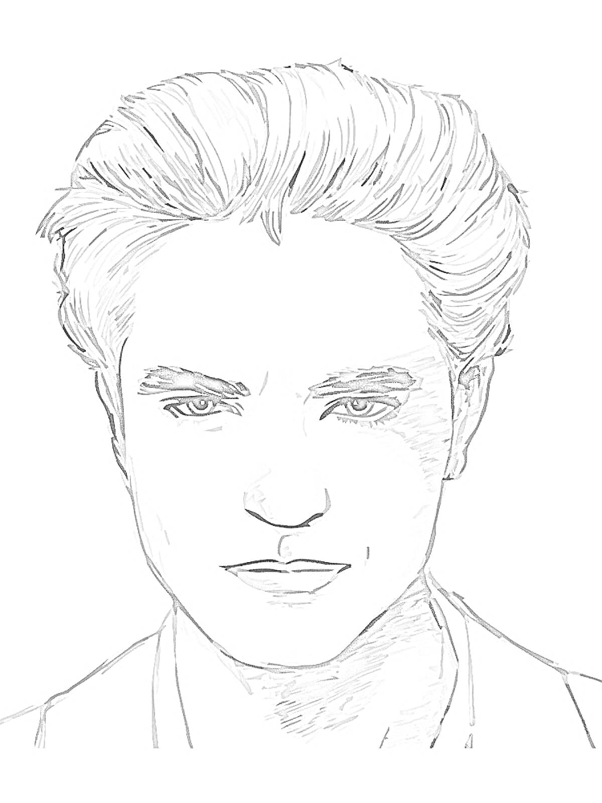 Раскраска Портрет мужчины с бледной кожей и светлыми волосами