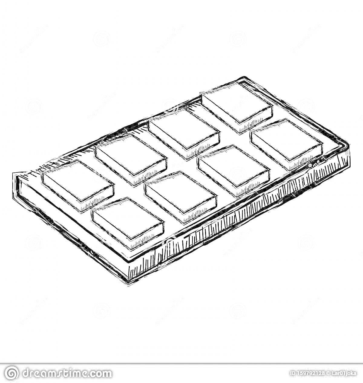 Раскраска Плитка шоколада с восьми квадратами