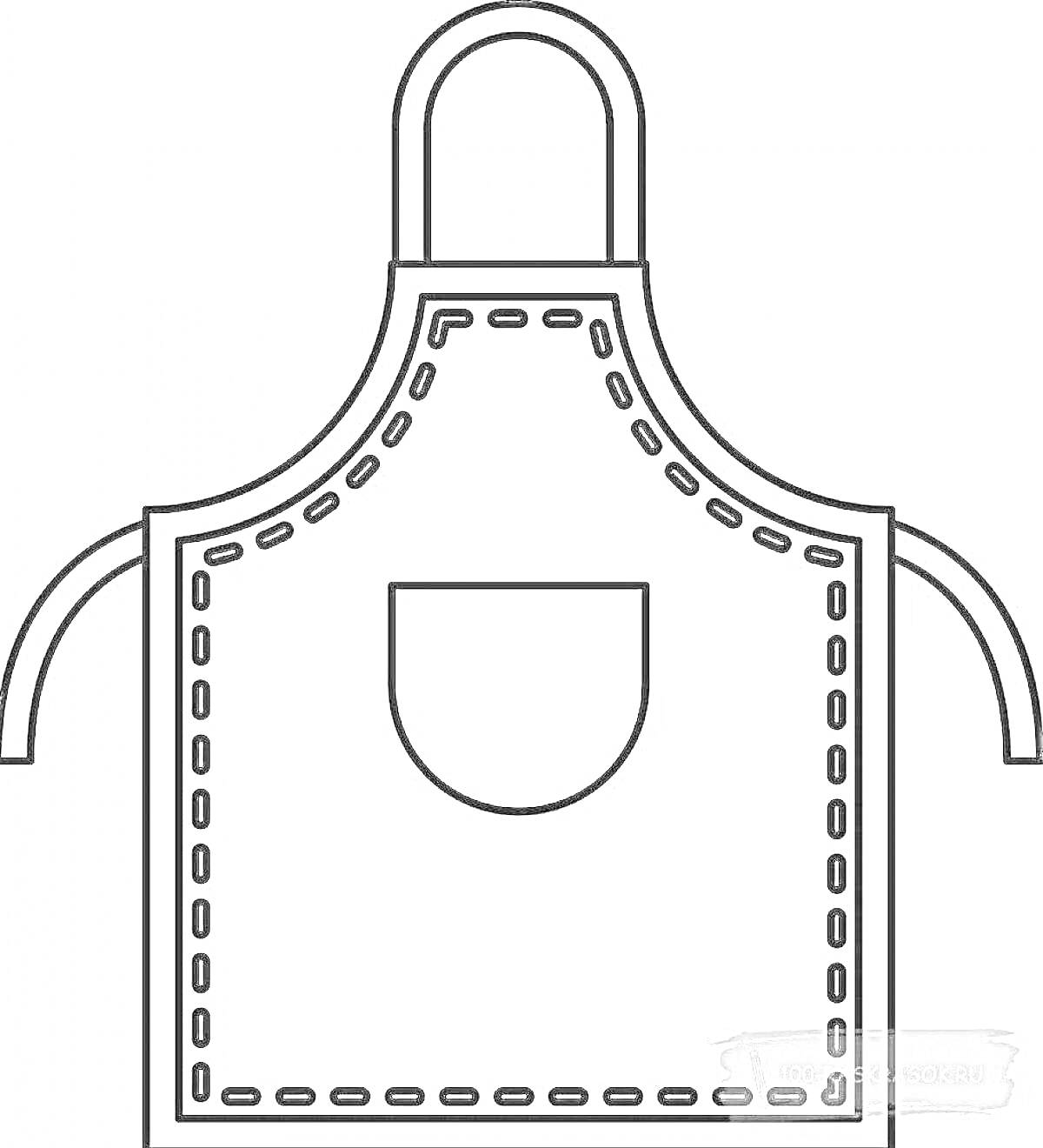 Раскраска Фартук для детей с карманом и декоративными строчками
