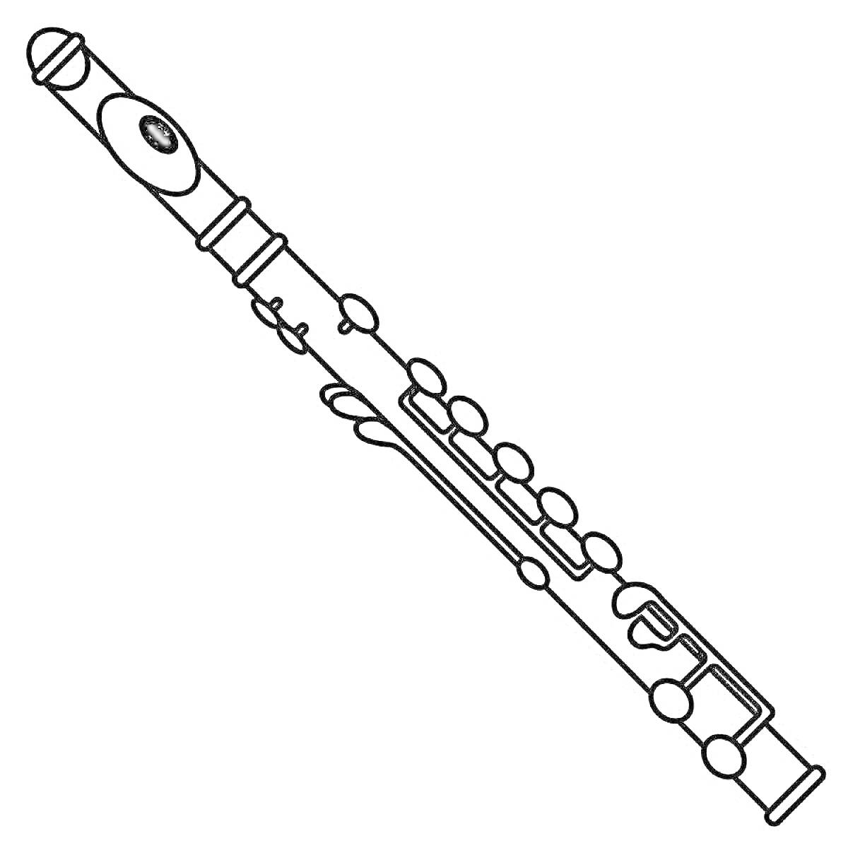На раскраске изображено: Свирель, Флейта, Ноты, Музыкальные инструменты