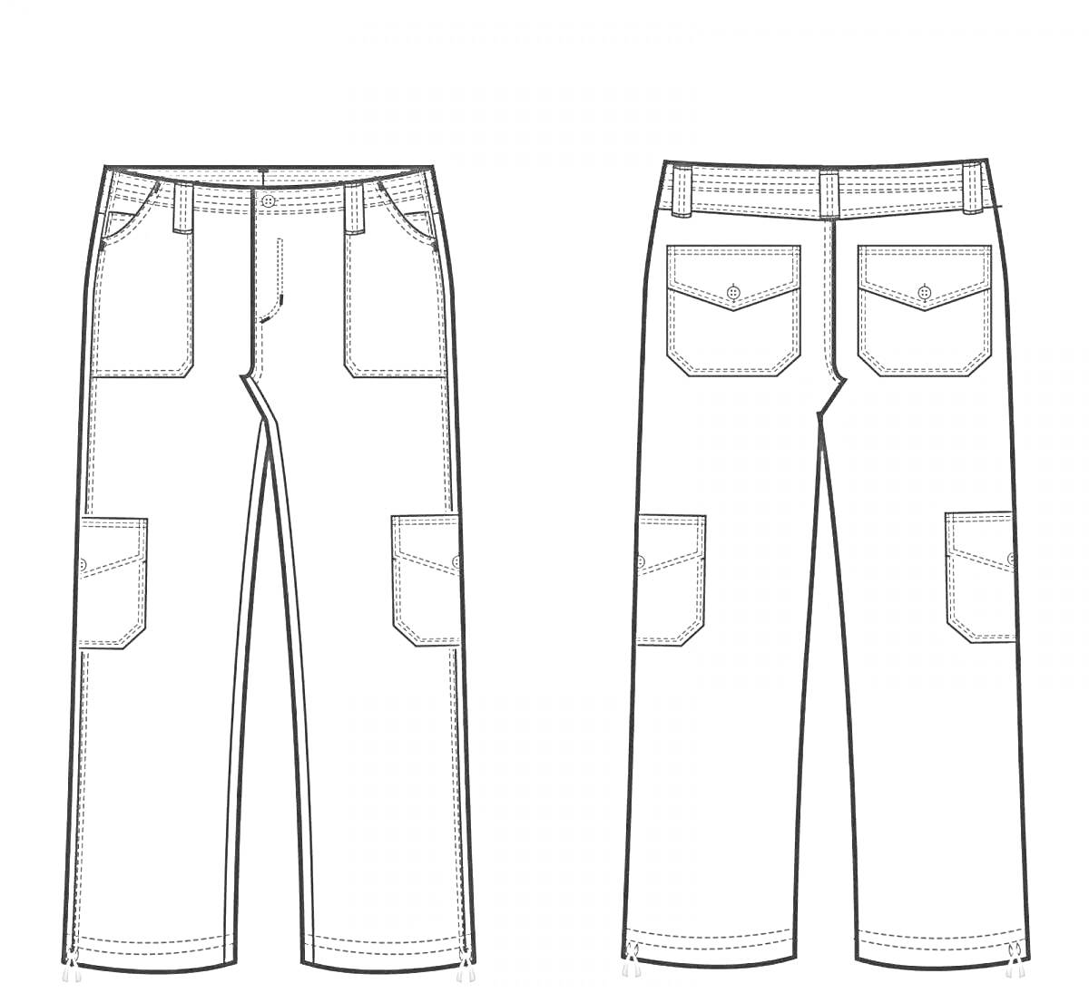 На раскраске изображено: Брюки, 3-4 года, Накладные карманы, Одежда, Дизайн, Мода