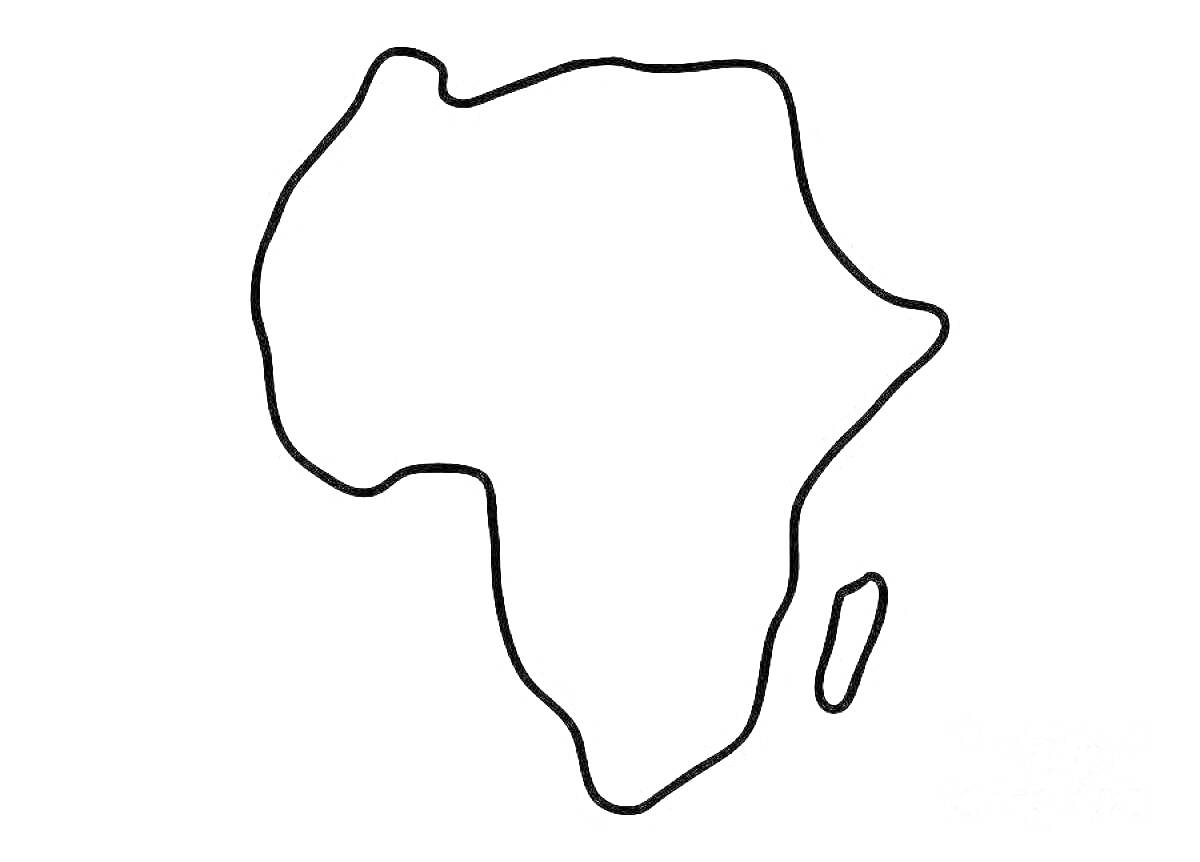 На раскраске изображено: Африка, Карта, Материк, Мадагаскар, География