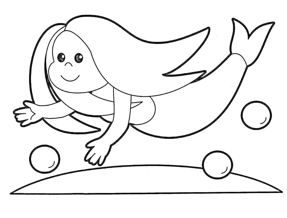На раскраске изображено: Русалка, Подводный мир, Плавание, Длинные волосы, Хвост, Для детей, 6 лет, 7 лет, Подводное приключение
