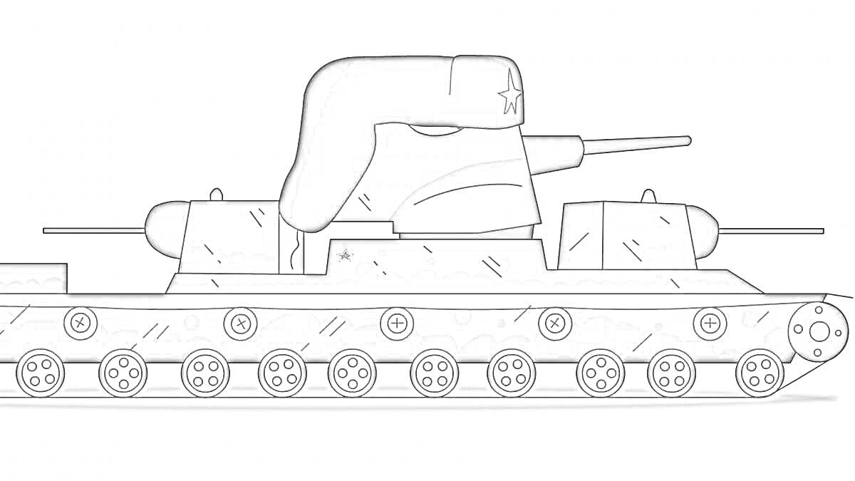 танк IS-44 Геранд с пушками и гусеницами на белом фоне