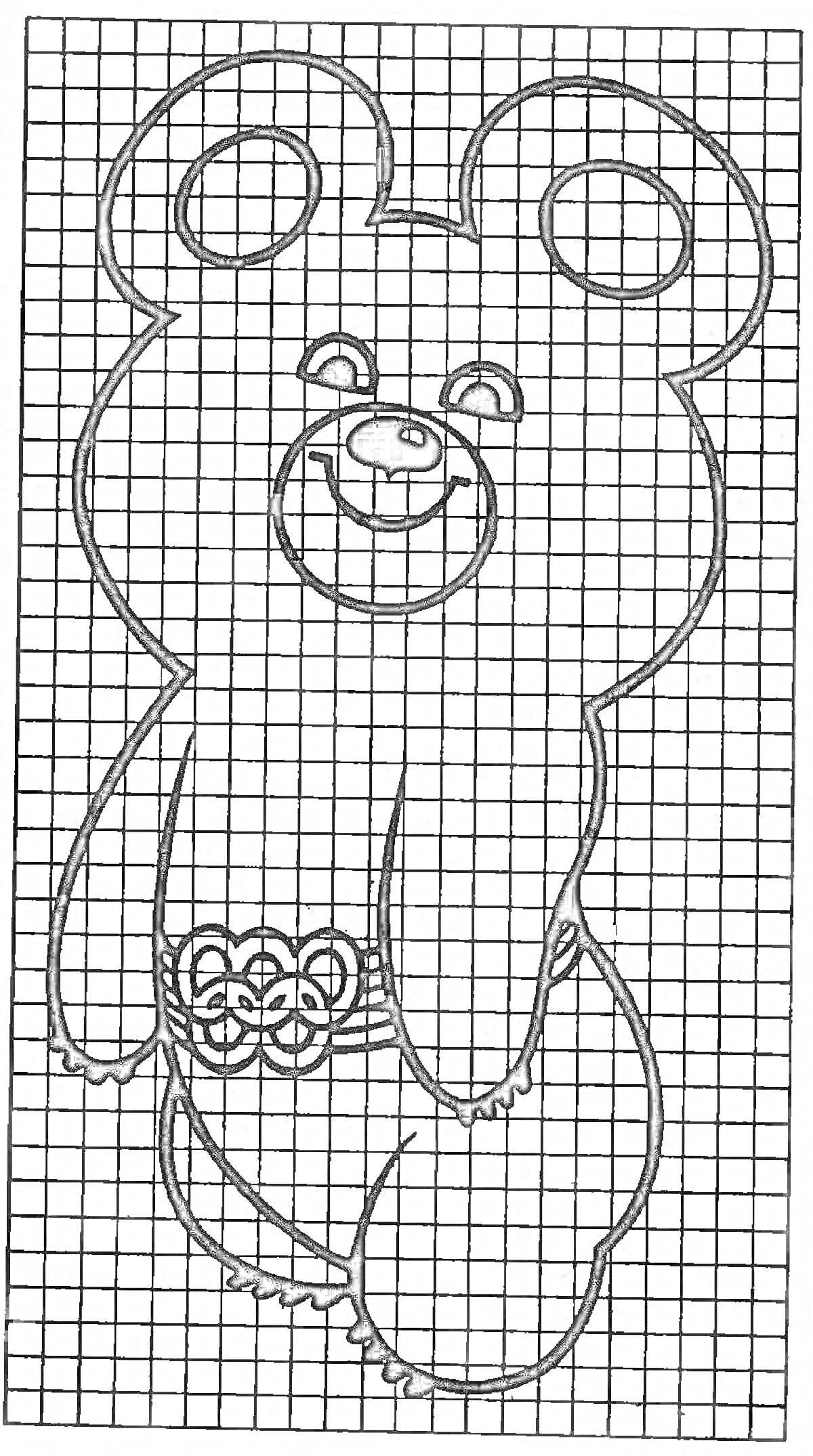 На раскраске изображено: Медведь, Сетка, Олимпийские кольца