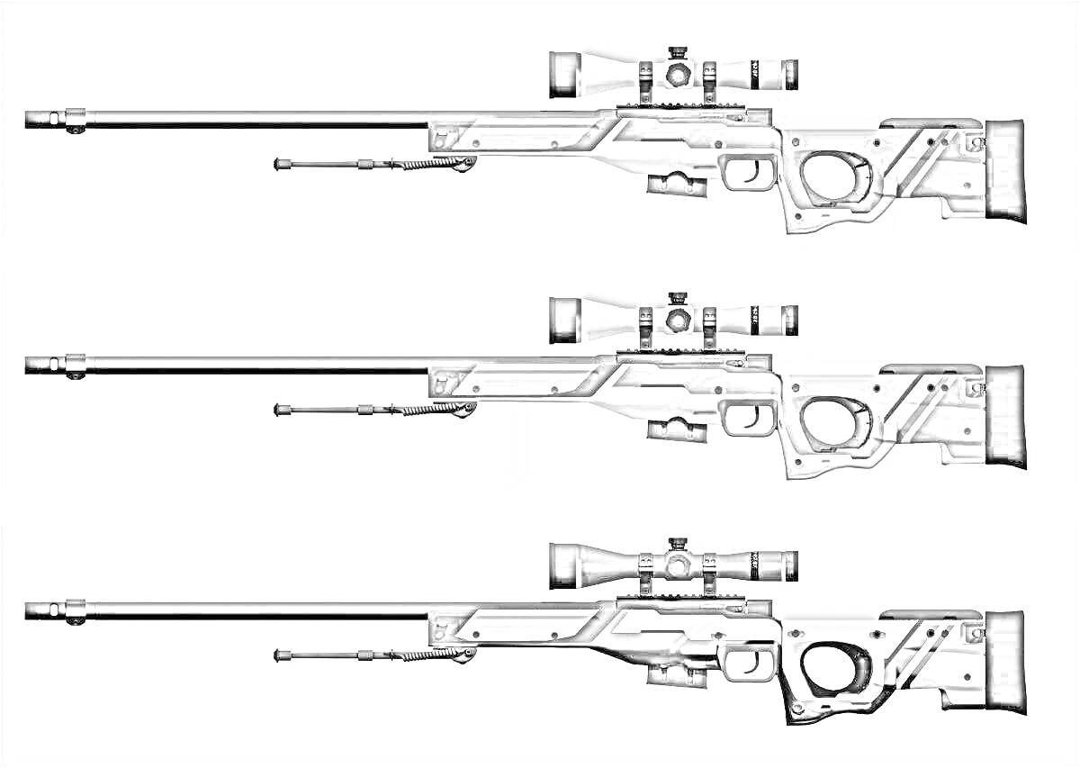 На раскраске изображено: Оружие, Снайперская винтовка, Прицел, Стрелковое оружие