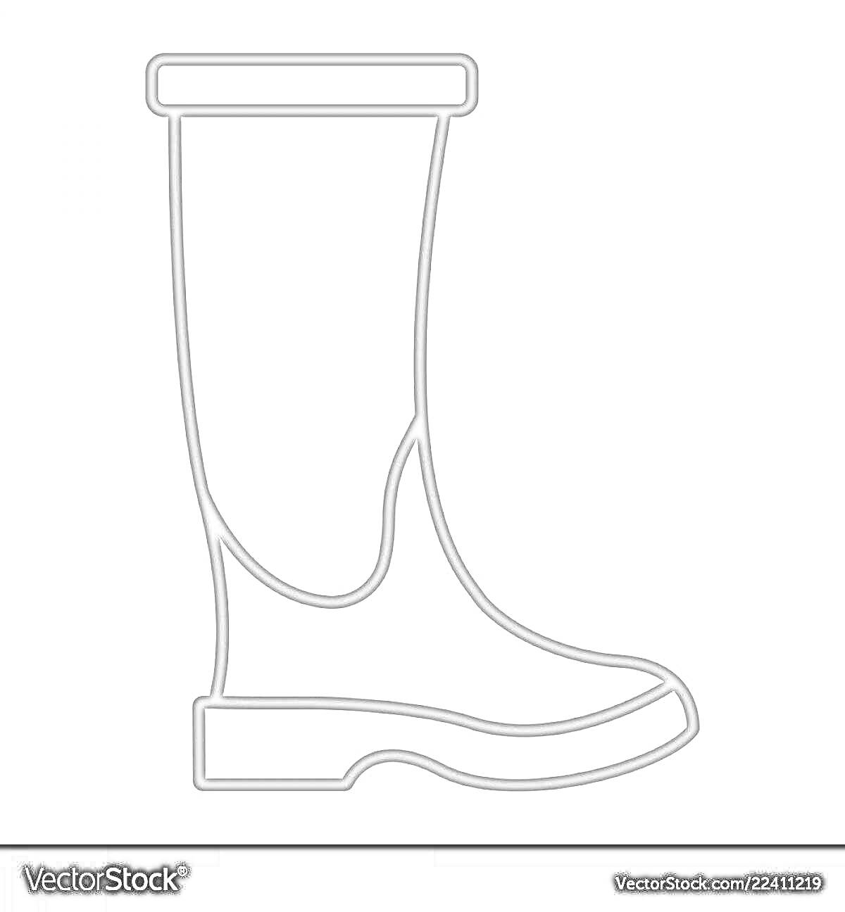 На раскраске изображено: Обувь, Резиновый сапог