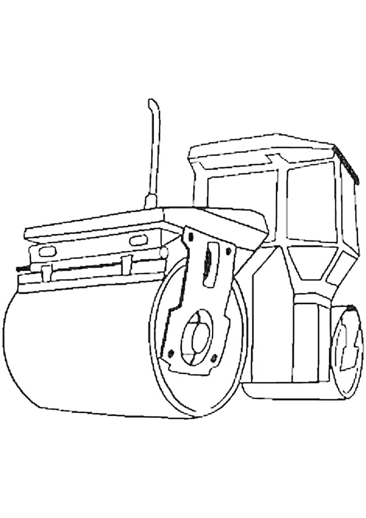На раскраске изображено: Каток, Строительная техника, Транспорт, Строительное оборудование