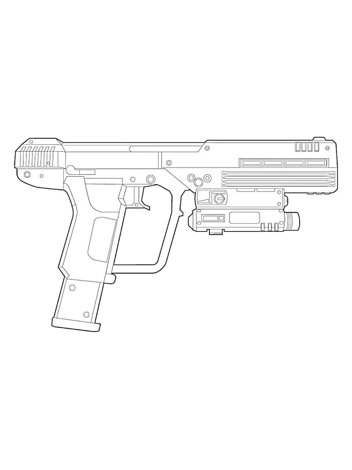 На раскраске изображено: ЮСП, Пистолет, Standoff 2, Оружие, Игра
