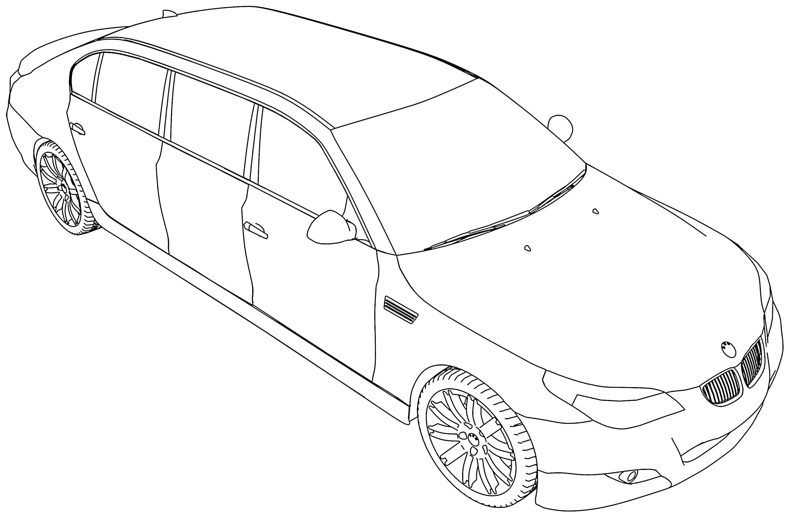 На раскраске изображено: Лимузин, Авто, Большие колеса, Контурные рисунки