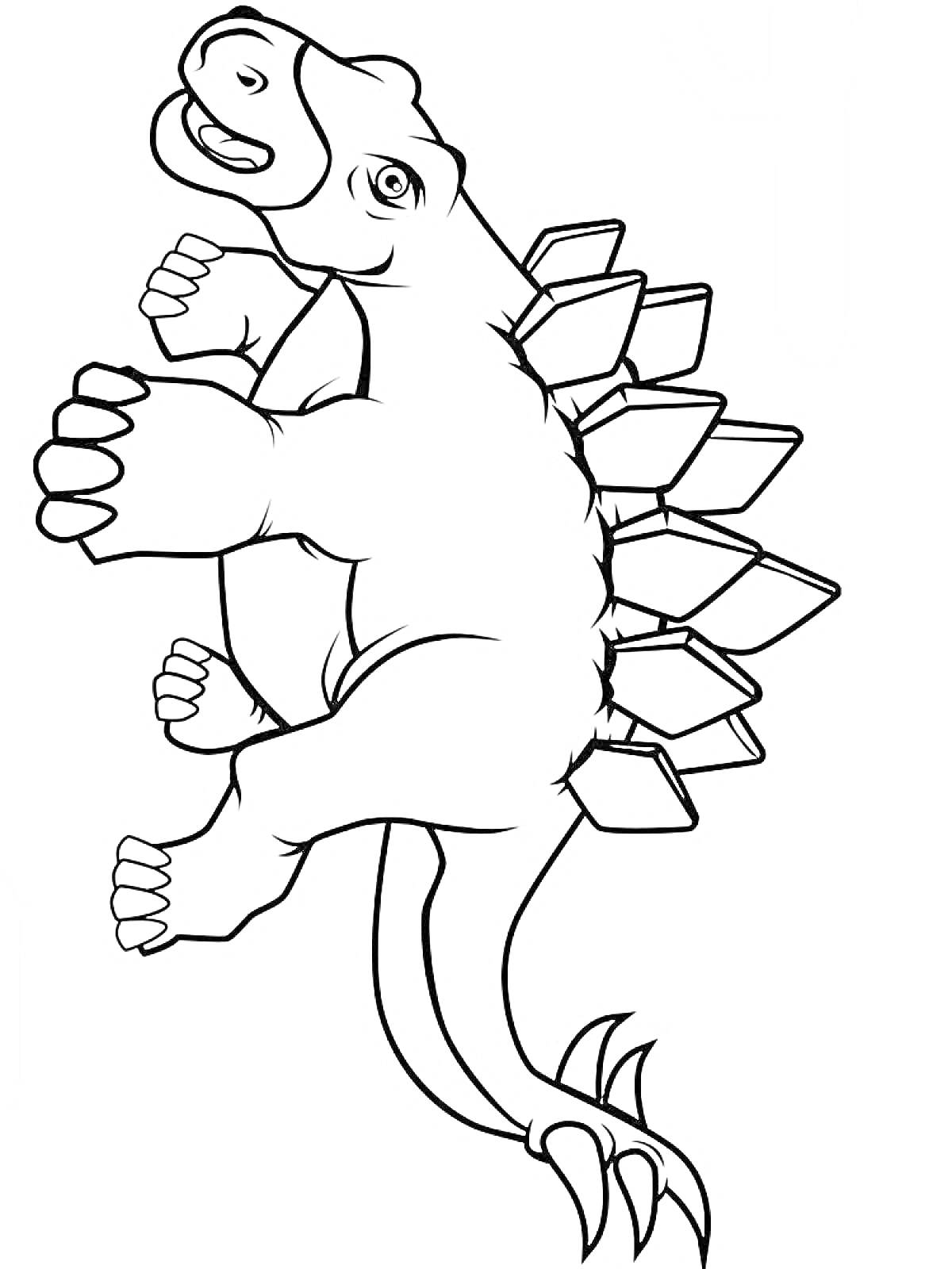 На раскраске изображено: Динозавр, Пластины, Хвост, Шипы, Стегозавр