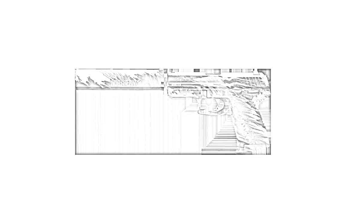 Раскраска Раскраска пистолета USP Genesis, изображение черного и белого пистолета