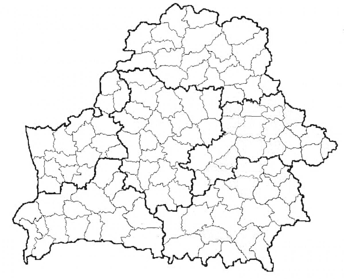 На раскраске изображено: Карта, Беларусь, Области, Границы, География