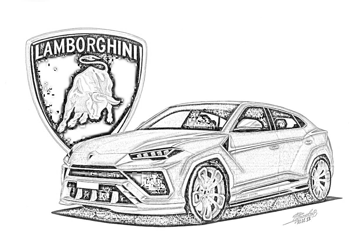 На раскраске изображено: Спорткар, Внедорожник, Lamborghini