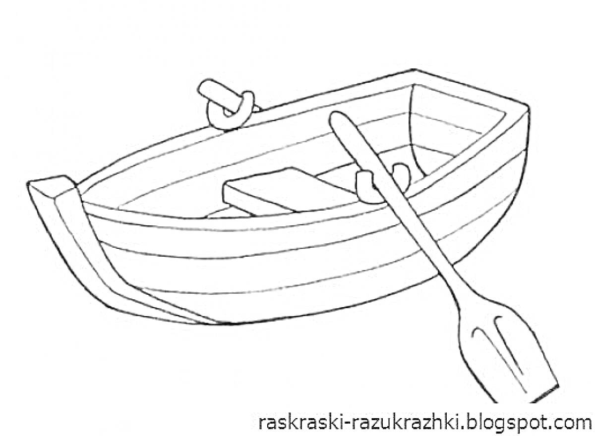 Раскраска Лодка с веслом внутри