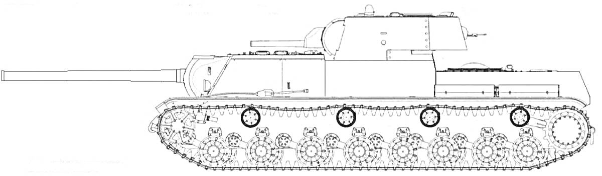 Раскраска Советский тяжёлый танк КВ-4 в профиль, лево