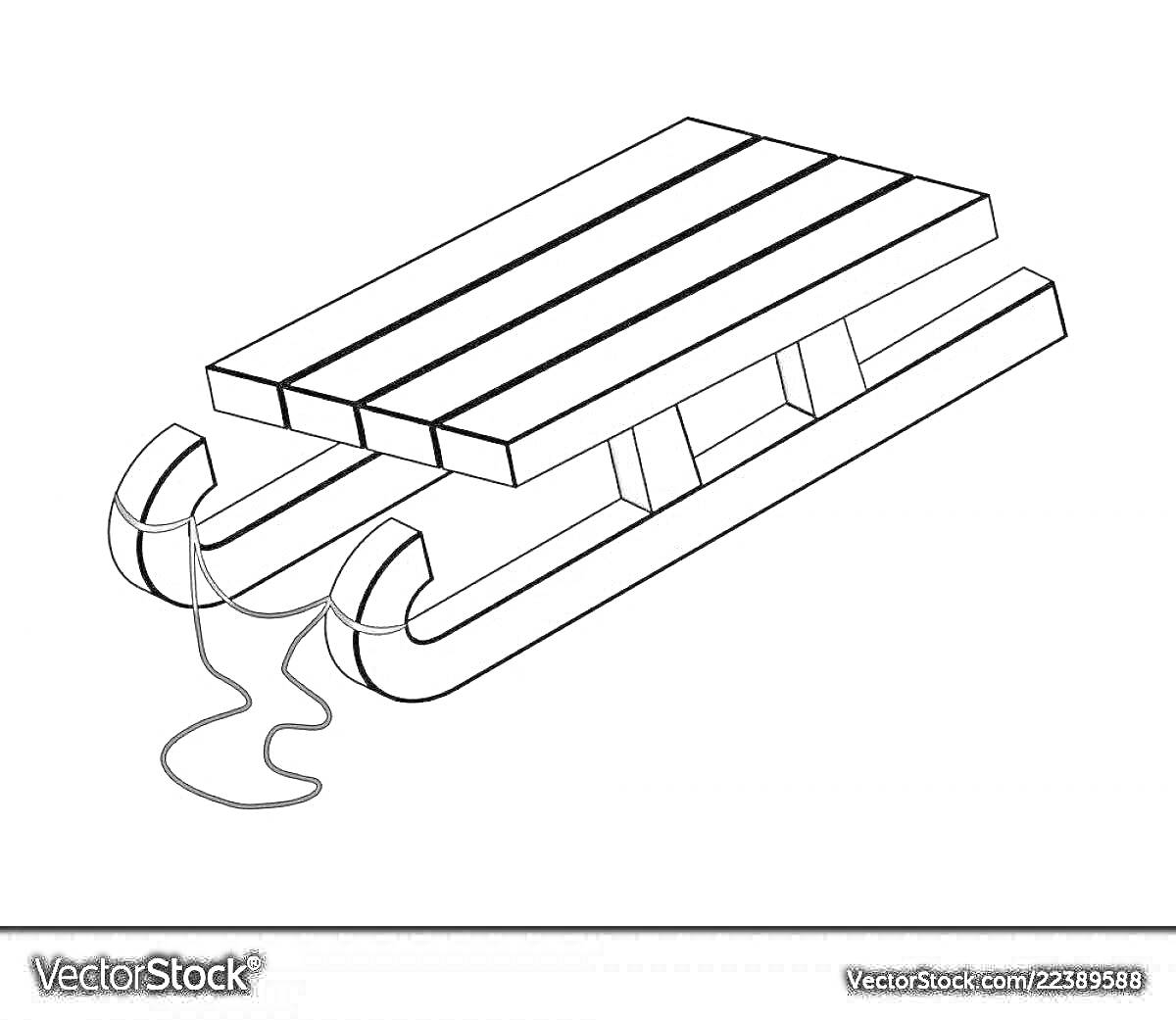РаскраскаСанки с веревкой