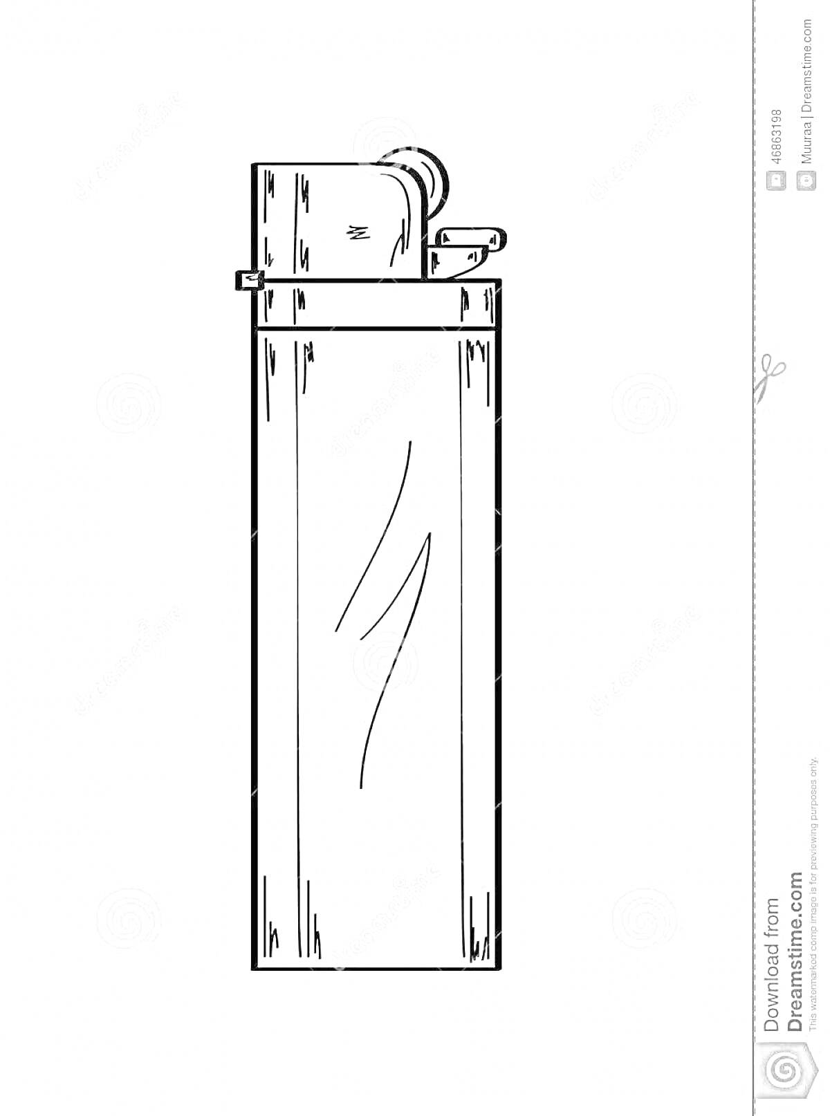 На раскраске изображено: Зажигалка, Простой дизайн