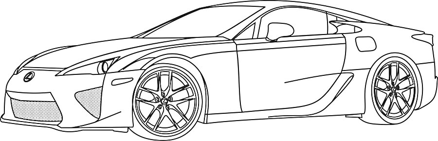 Раскраска Контурное изображение спортивного автомобиля Лексус LFA