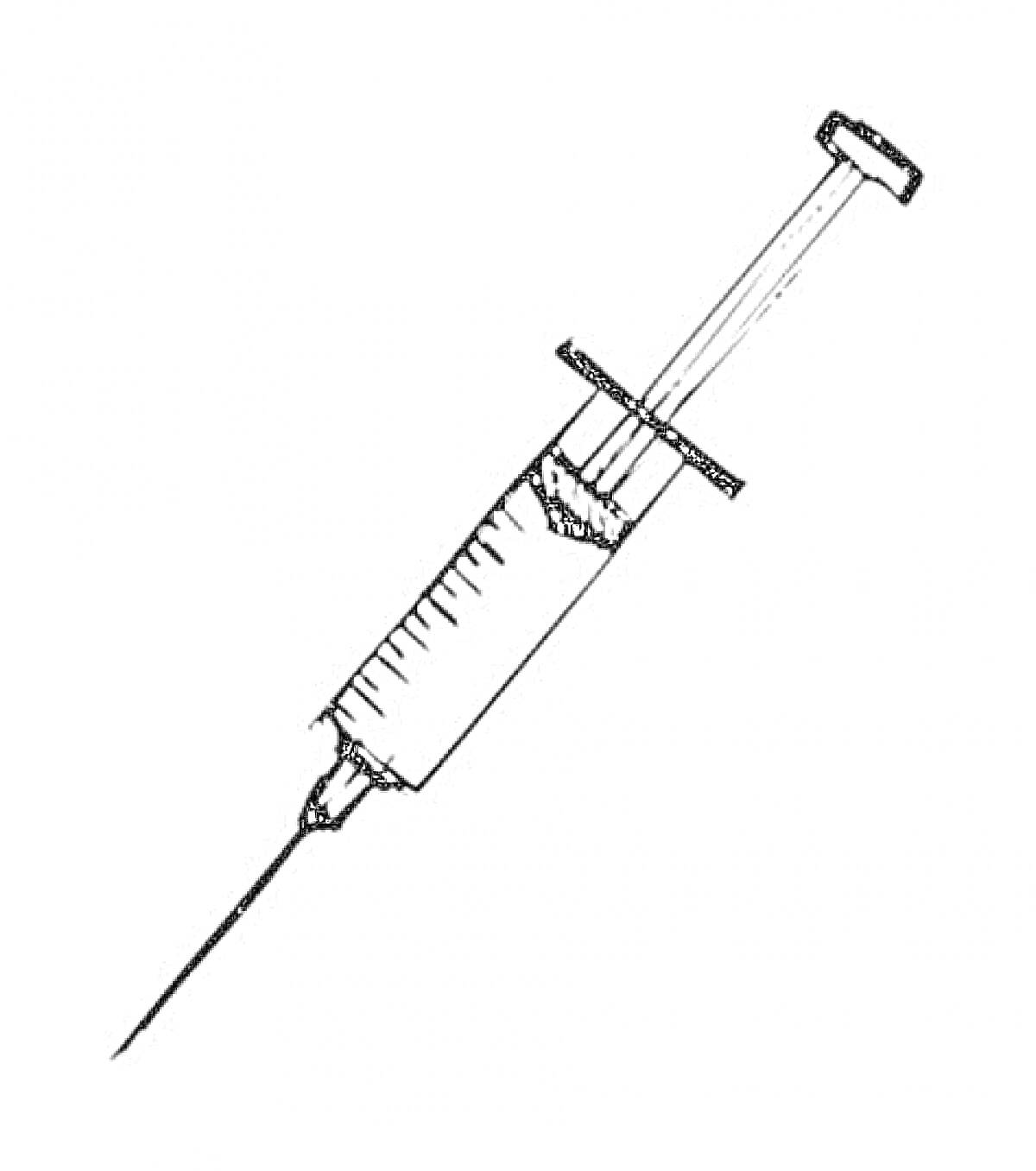 На раскраске изображено: Шприц, Медицинский инструмент, Инъекция, Лекарство, Медицина