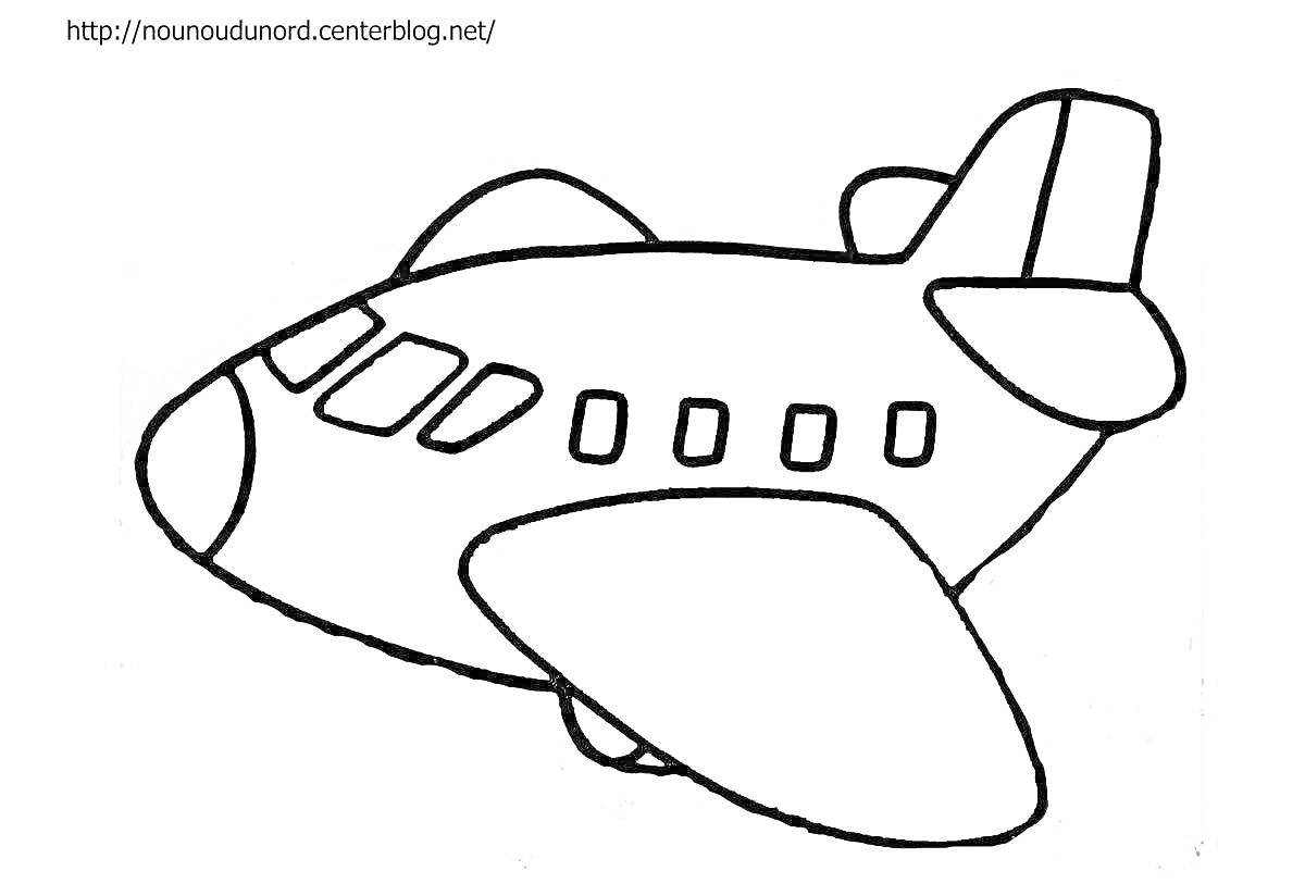 Раскраска Самолет с окнами и крыльями