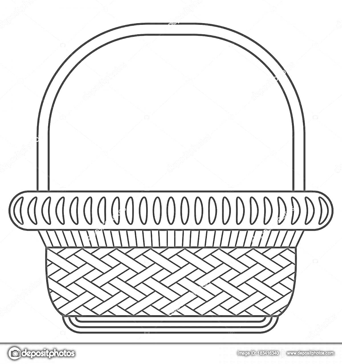 Раскраска Плетеная корзина с ручкой