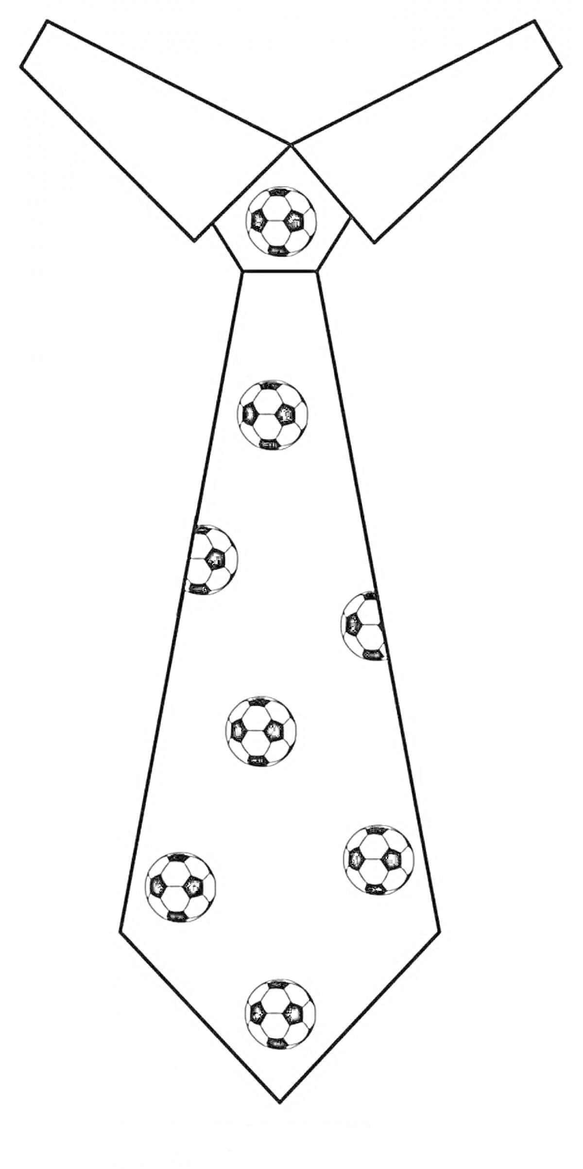 Раскраска Галстук с футбольными мячами