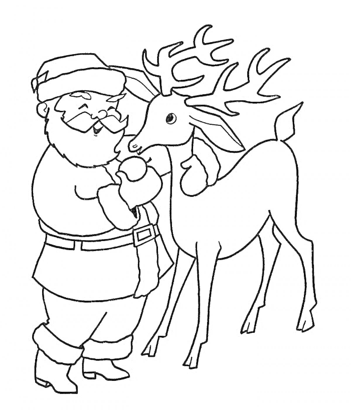 На раскраске изображено: Олень, Рождество, Зима