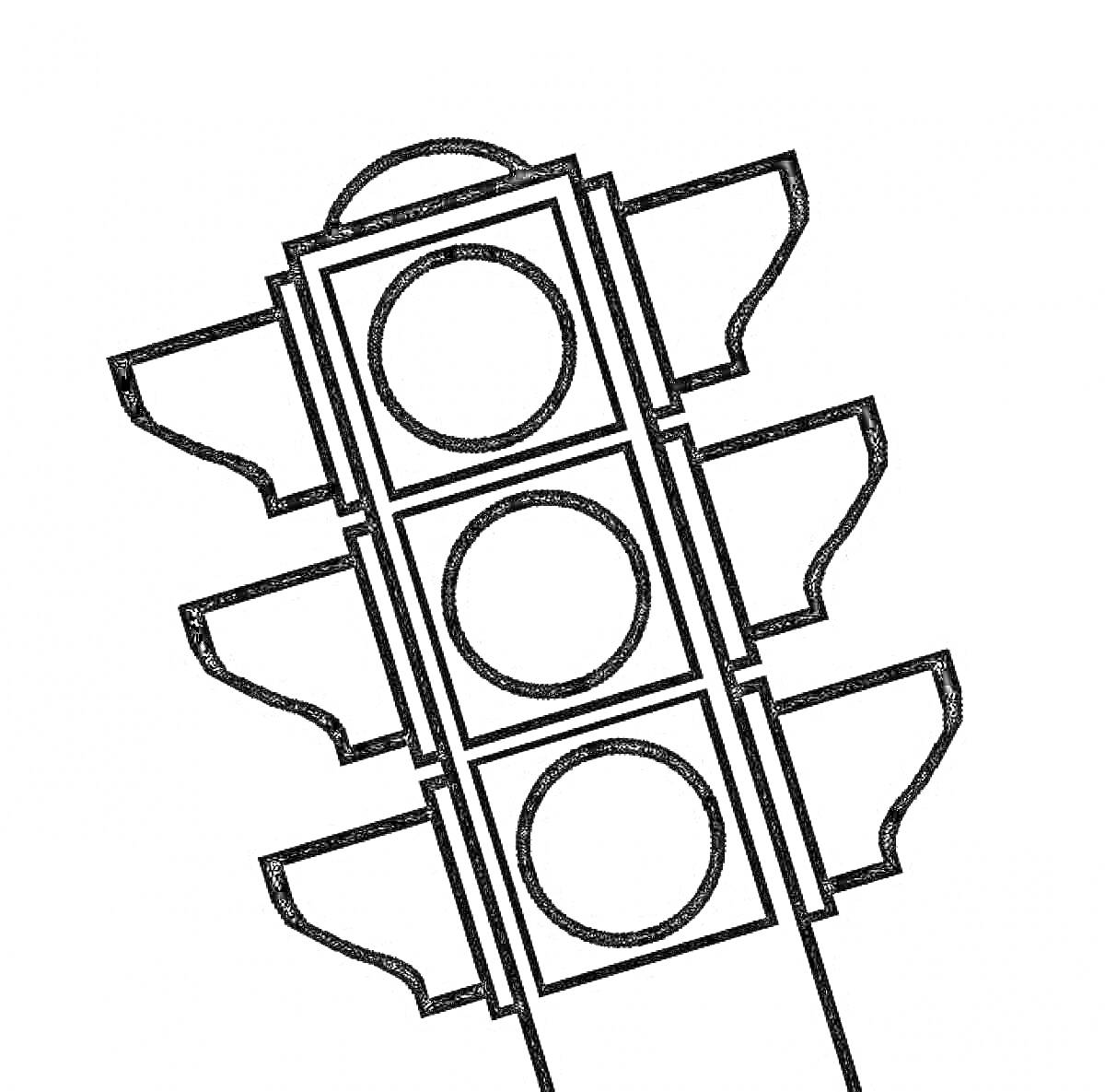 Раскраска Светофор с тремя секциями и защитными козырьками