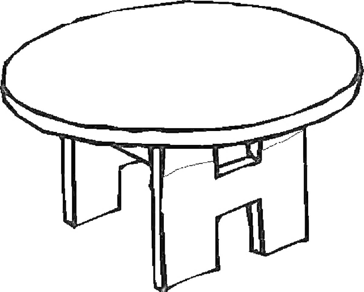 На раскраске изображено: Стол, Круглый стол, Мебель, Контурное изображение, Для детей