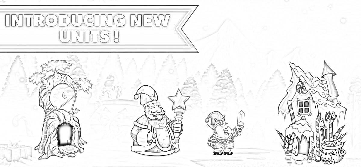 На раскраске изображено: Зима, Снег, Лес