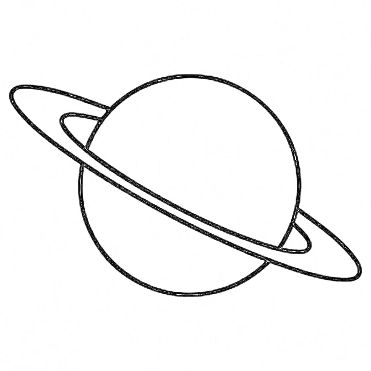 Раскраска Изображение Сатурна с его кольцами в раскраске