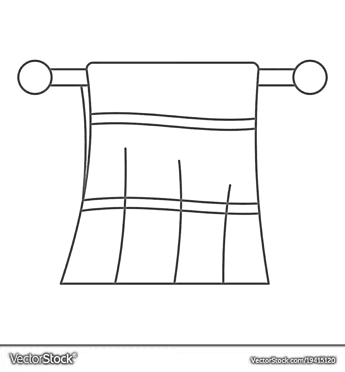 Раскраска полотенце на крючке с линиями и узорами