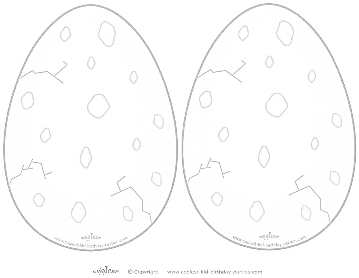 Раскраска Два яйца динозавра с пятнами и трещинами