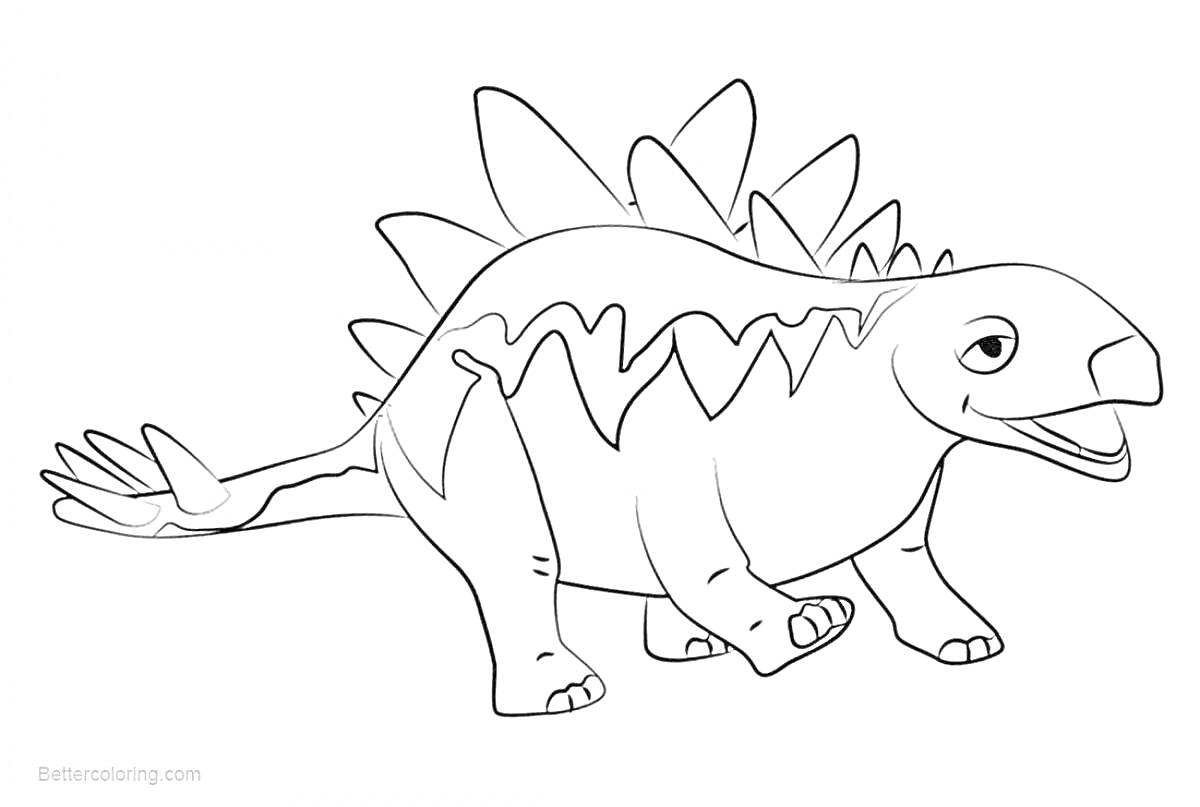 Раскраска Турбозавр с пластинами на спине и хвосте