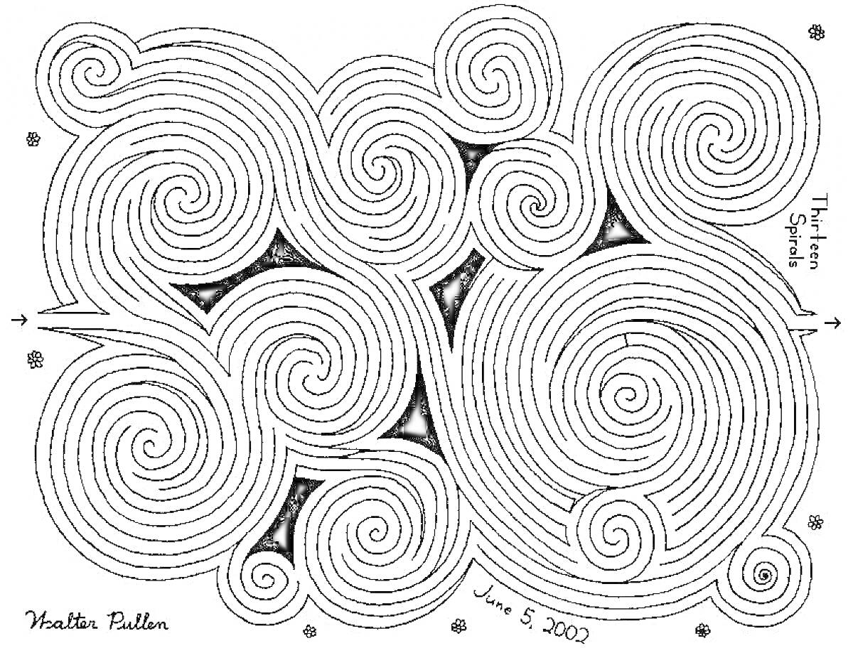 На раскраске изображено: Спираль, Лабиринт, Линии, Геометрия