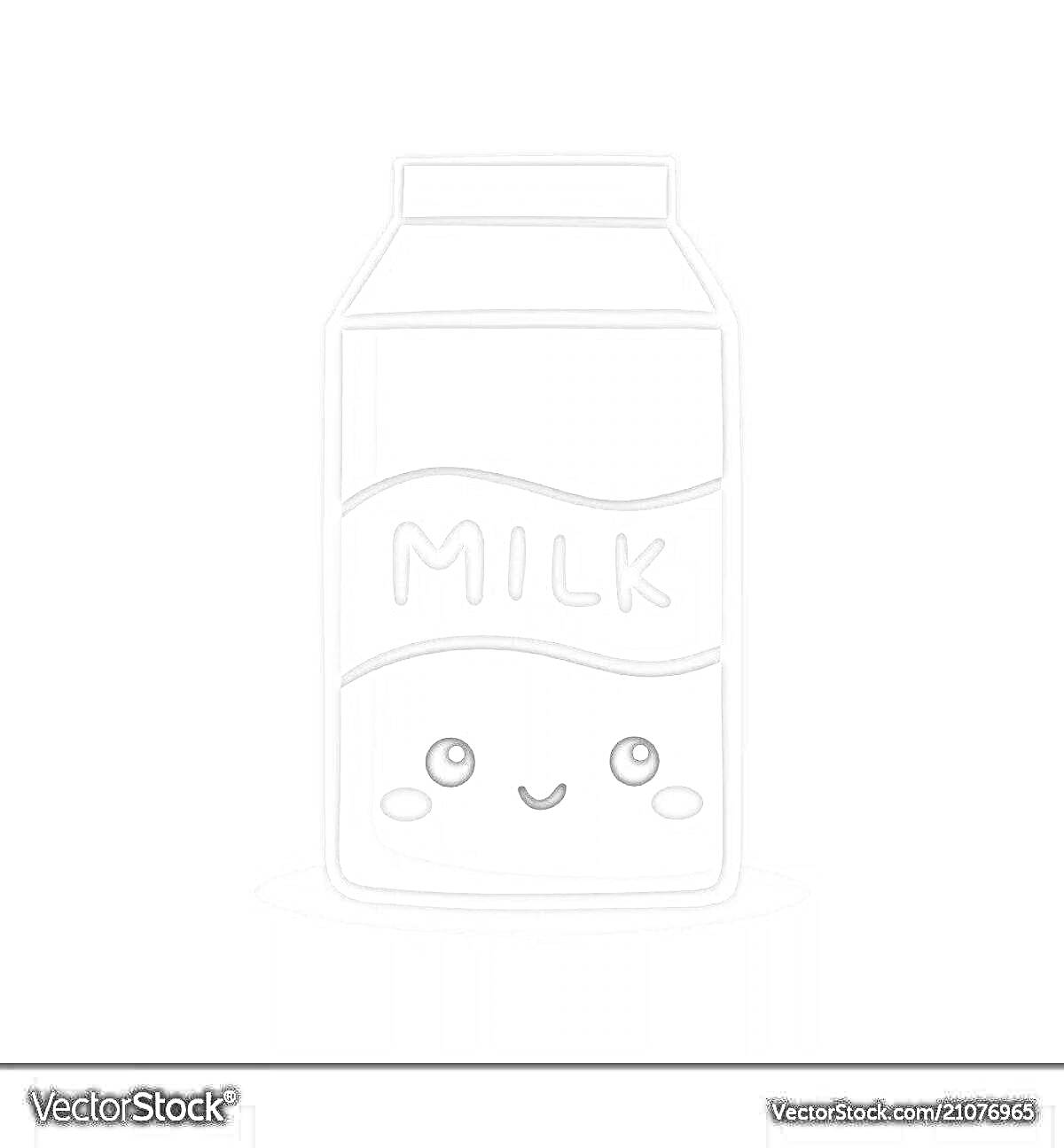 Раскраска упаковка молока с надписью MILK и милым улыбающимся лицом