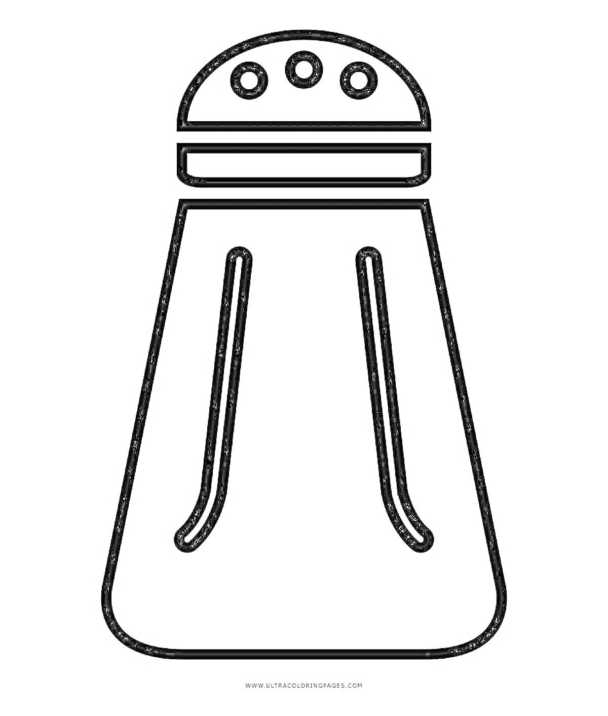 Раскраска Солонка с отверстиями в крышке и декоративными линиями на корпусе