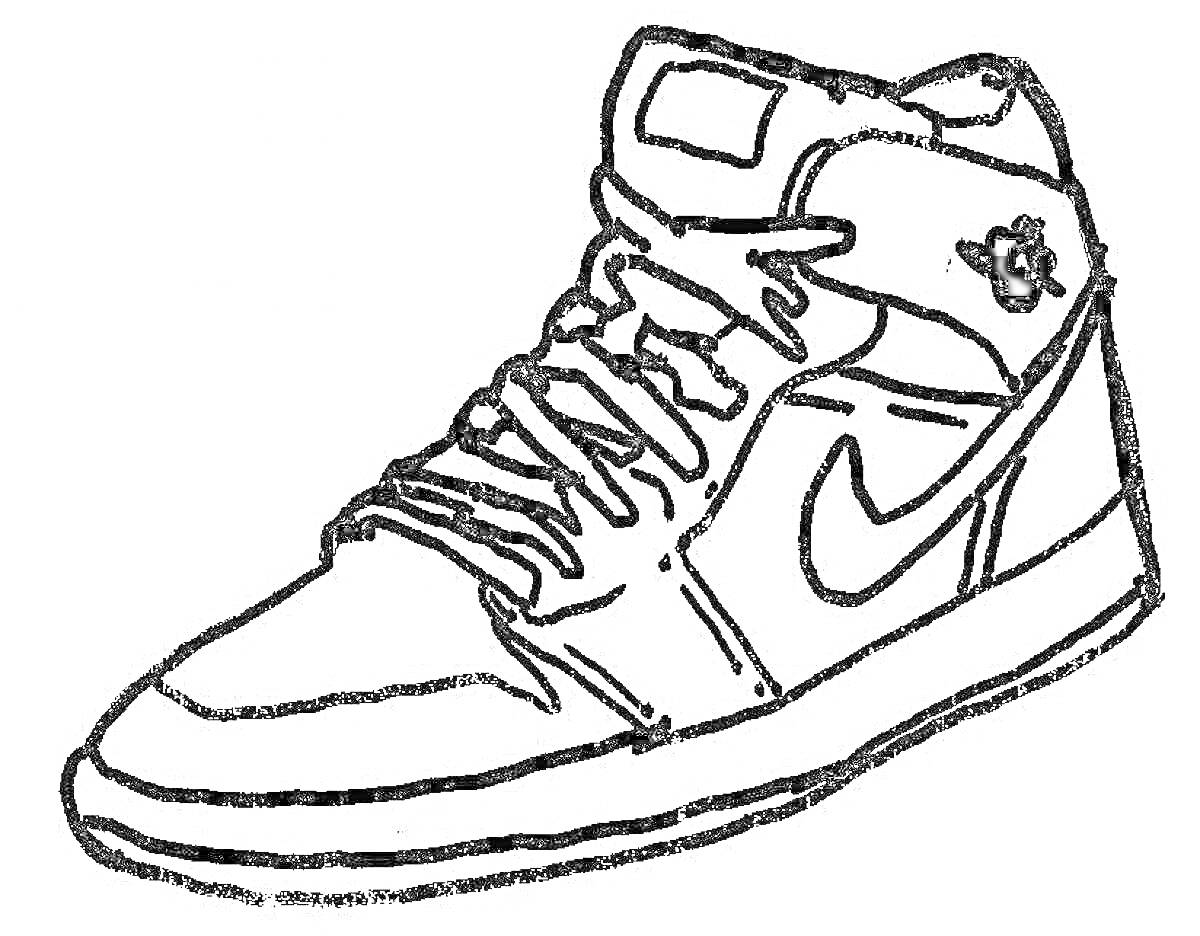 На раскраске изображено: Найк, Спортивная обувь, Шнурки