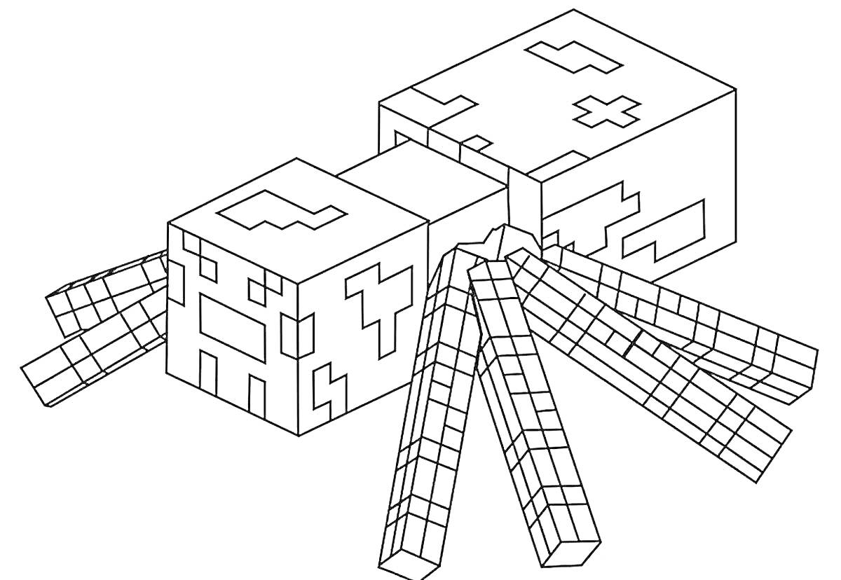 Раскраска Пещерный паук из Minecraft